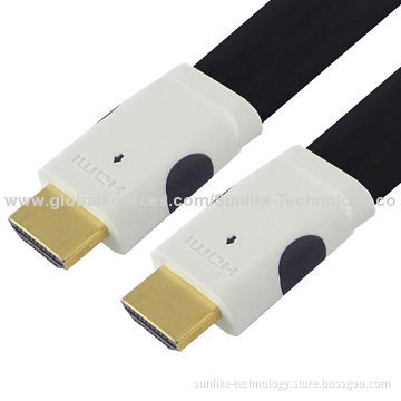 HDMI Cables, Double-color Molding Type, Flat Cable, 24K Gold-plated Connector